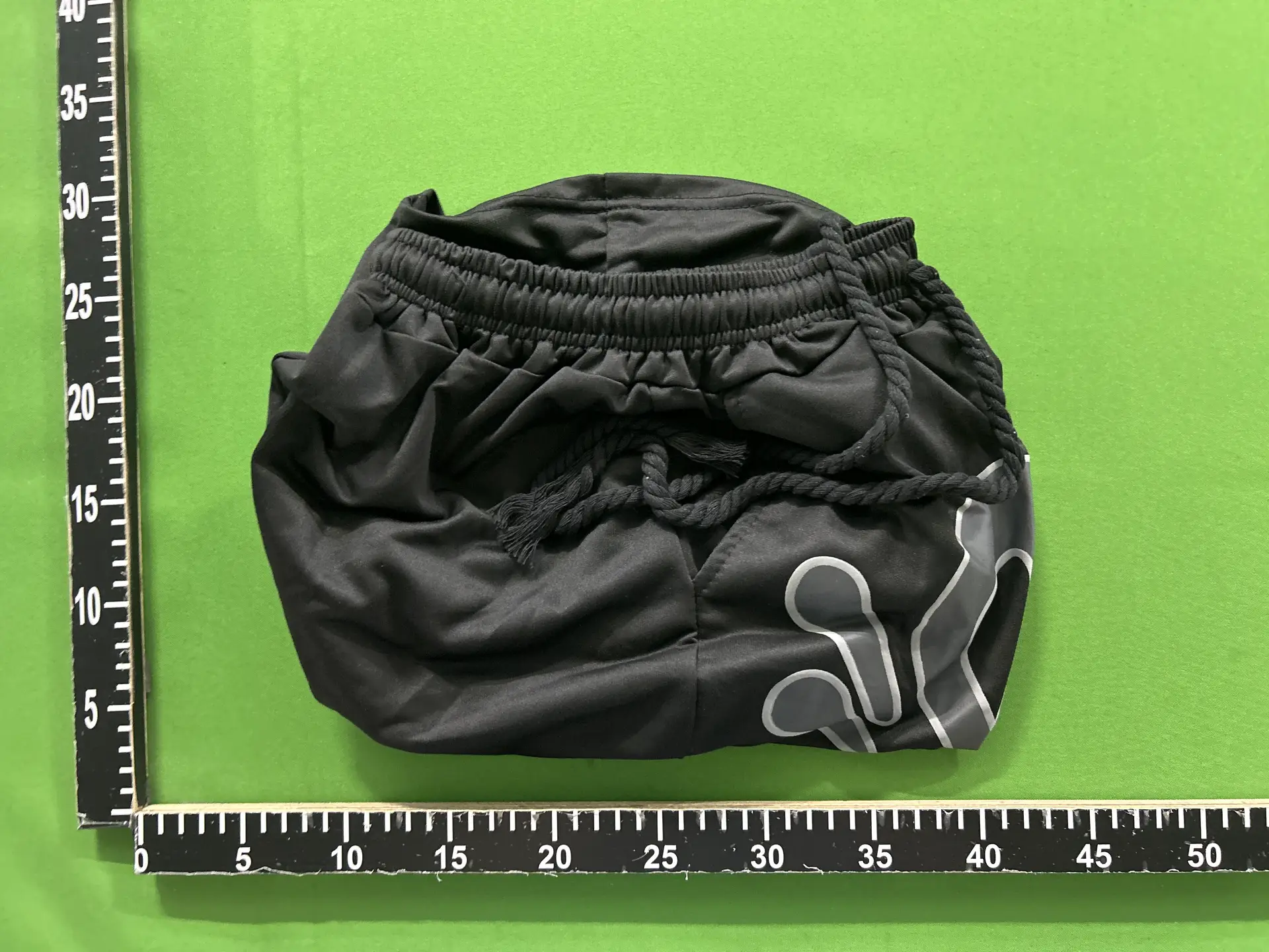 Black shorts with graphic print
