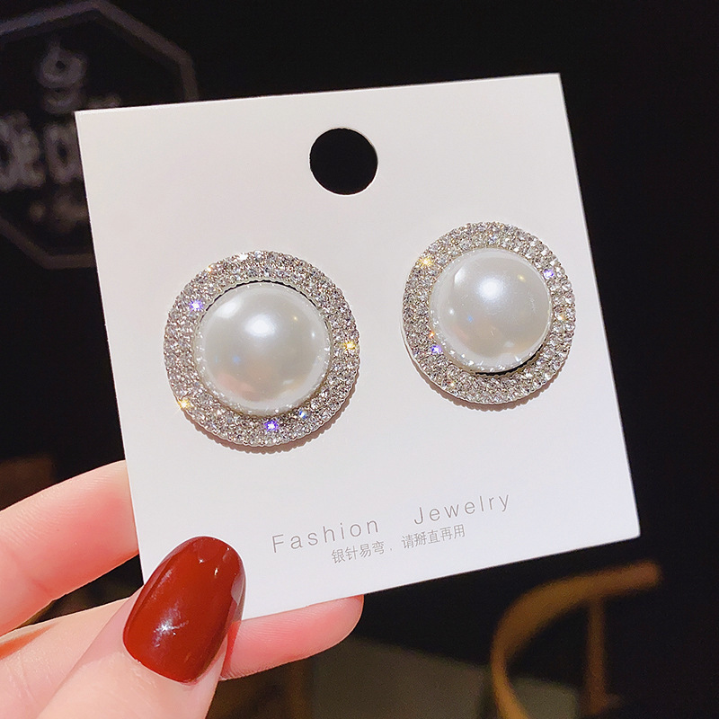 s925 Silver Needle Korean Style Minimalist Summer Earrings High-end Sense Internet Celebrity Exaggerated Pearl Earrings Women's New Earrings for Women