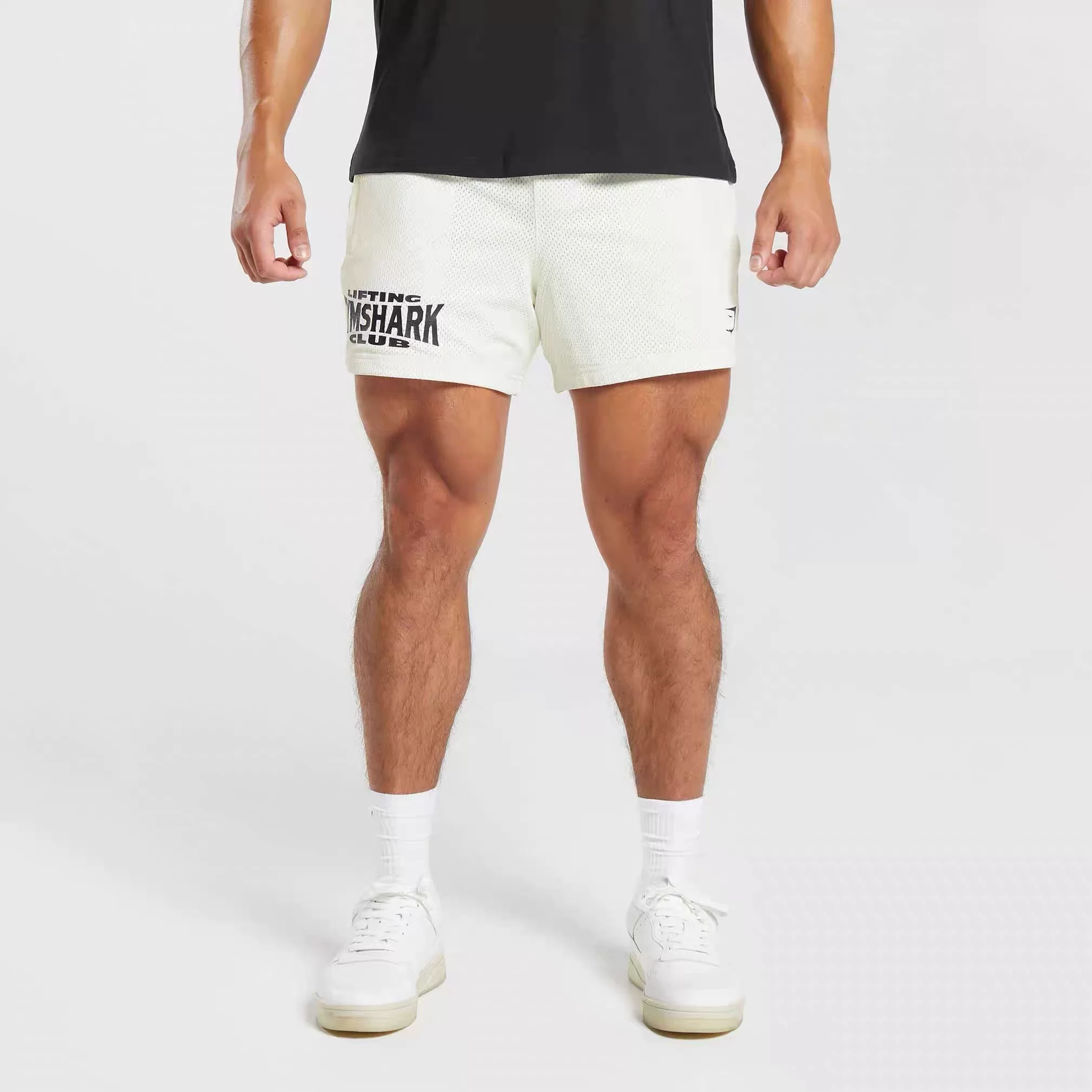 Gymshark Mesh Short Men's Quick-Drying Mesh Shorts American-Style Sports Fitness Casual Double-Layer Quarter-Length Shorts