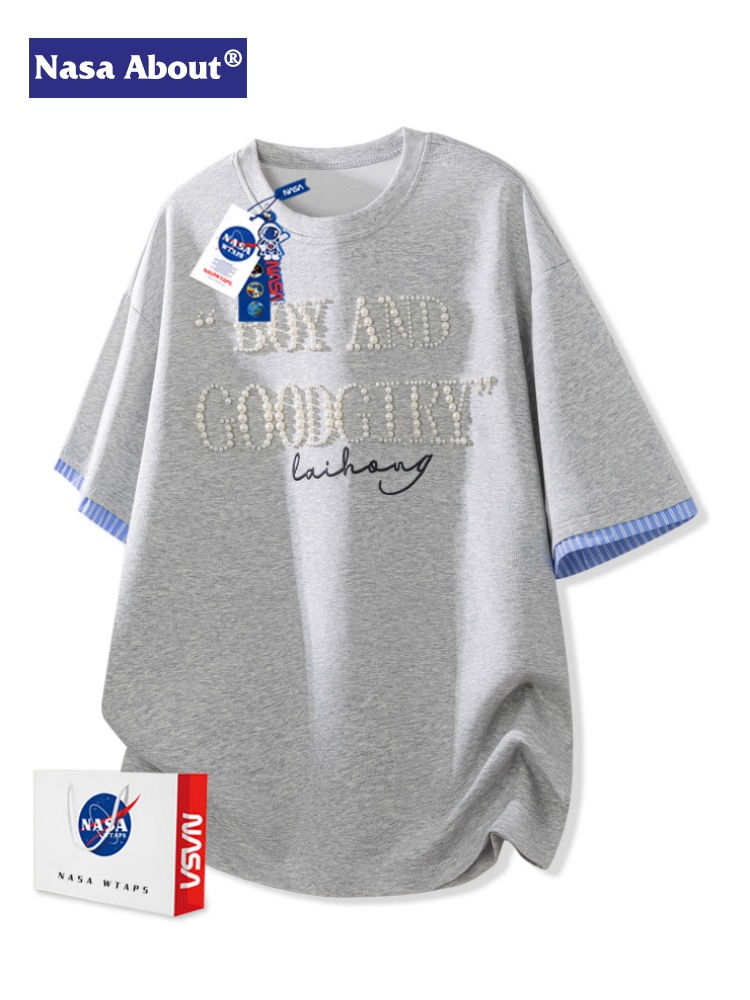 Nasa About2026 New Trendy Short-Sleeved T-Shirt for Men, Summer Korean Style, Versatile, Lazy Style, Puppy Graphic
