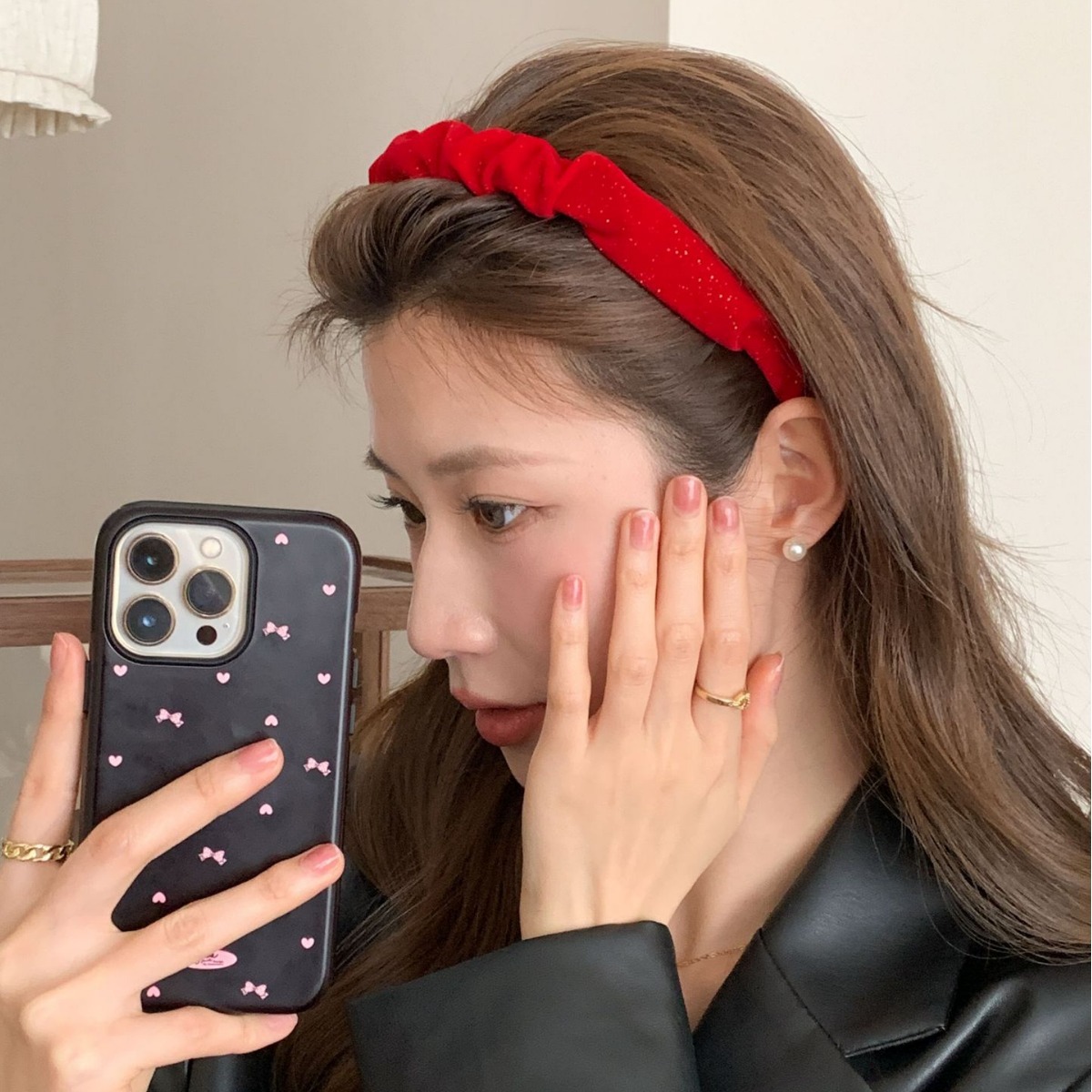 Retro puff sleeve headband cute cute cute headband girl heart cute hair bundle solid color temperament headdress simple hair accessories
