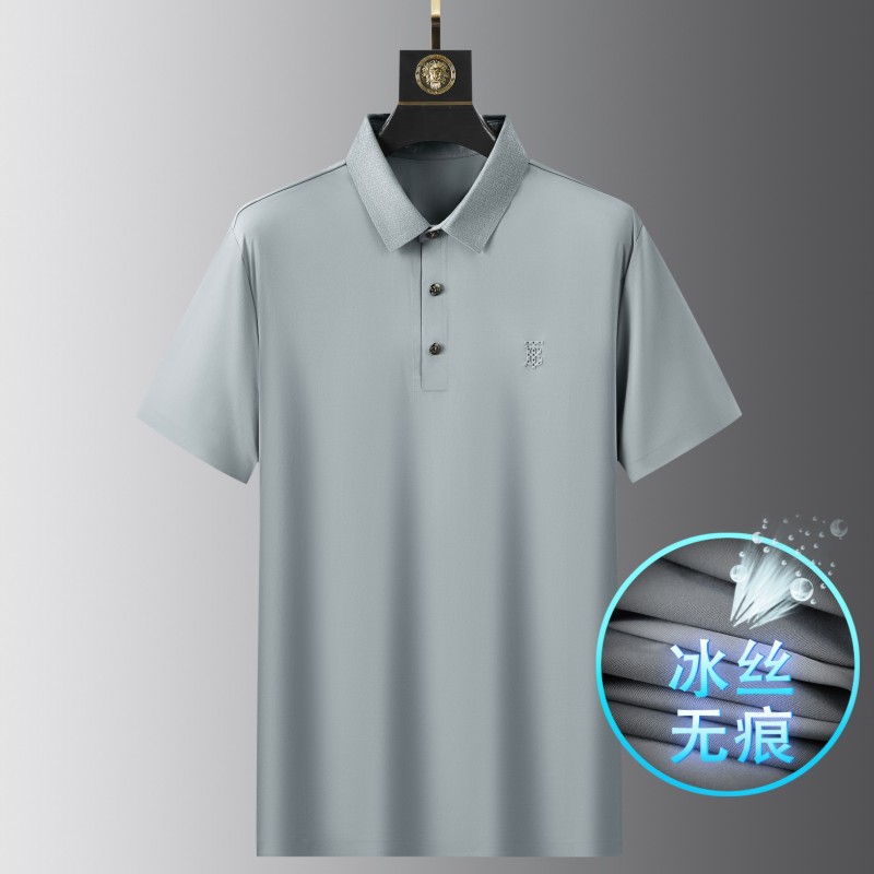 Luxury Super Comfortable Polo Shirt Men's Short-sleeved Business Ice Silk Lapel Half-sleeved T-shirt Summer Slim-fit Men's Paul 89