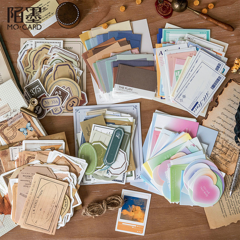 Mo Mo Mo material bag note Collection series artistic basic color journal message collage base decorative paper 6 models