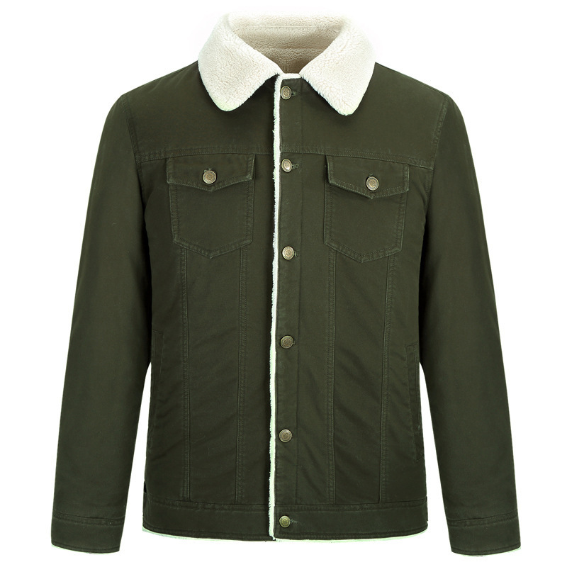 Cross-border Autumn and Winter Lambskin Men's Casual Jacket Fleece-lined Thickened AliExpress Men's Jacket