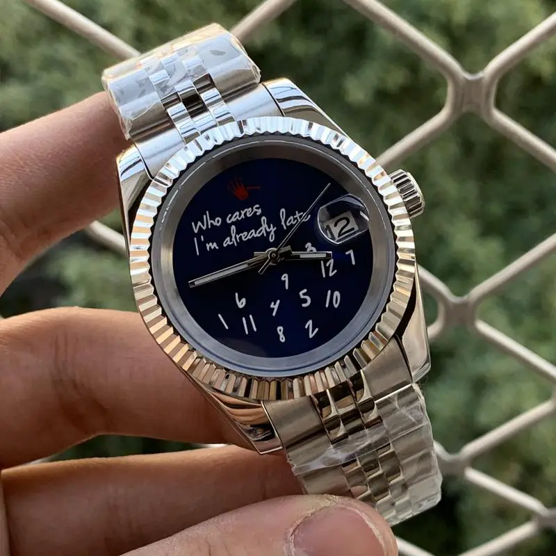 New arrival Hands Dog Tooth Ring 36/39mm Bezel Fine Steel Strap Watch Band Sapphire Glass Nh35 Movement Men Watch