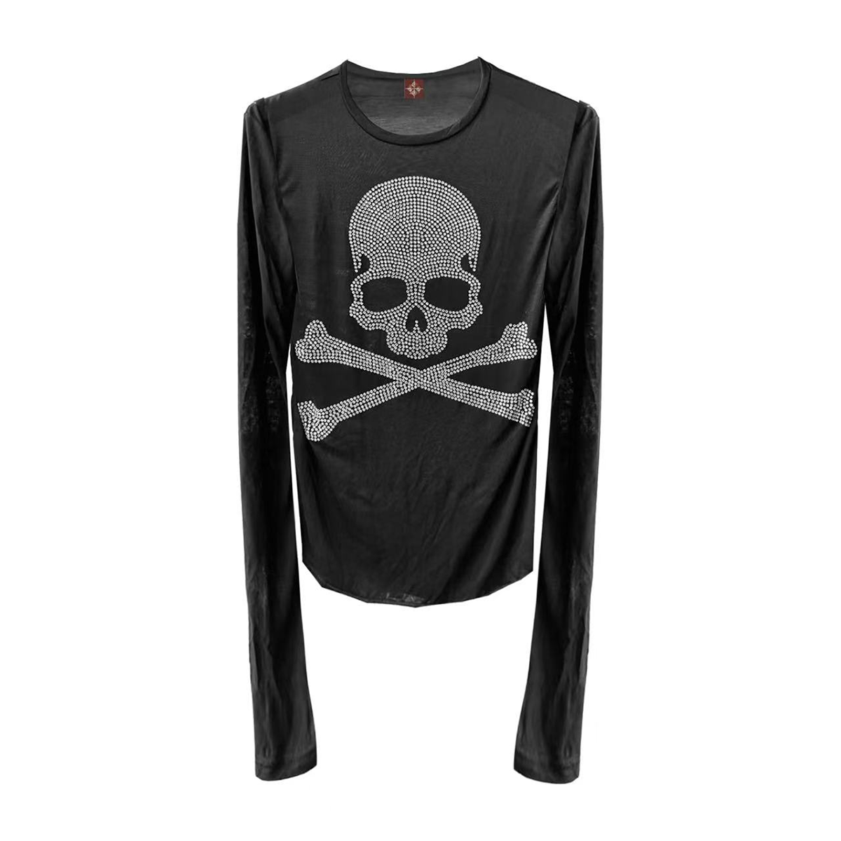 DETW Two tone Skeleton Black Silver Hot Diamond Round Neck Shoulder, Skin friendly, Breathable, Fine Bamboo Pattern Men's and Women's Long Sleeve Inner Dressing Foto QC de TAOBAO na Qualit.ly