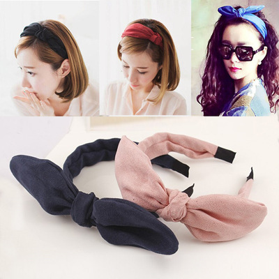 Korean-style headdress hair accessories cotton cashmere bow rabbit ears hairband 2 yuan store accessories