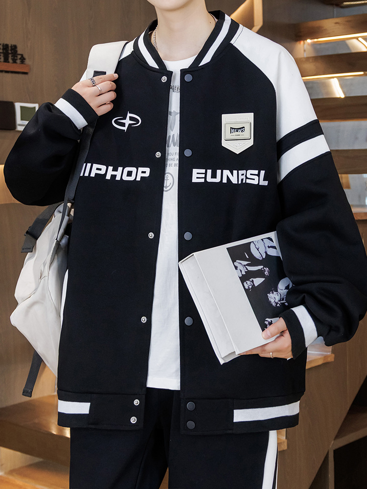 Spring and Autumn Baseball Jackets for Boys, Stylish Loose-Fitting Jackets for Middle and High School Students, Casual Tops for Teenagers and Older Children