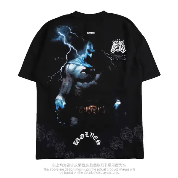 Ds Wolf Head Clown American Fitness Trend Brand T-Shirt 260g Heavyweight Large Size Pure Cotton Crew Neck Short Sleeve