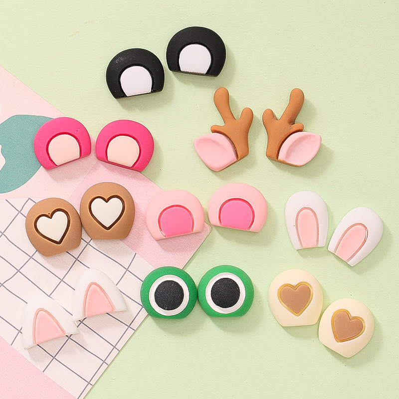Cute rabbit frog bear ear diy cream glue phone case plush doll material resin jewelry accessories