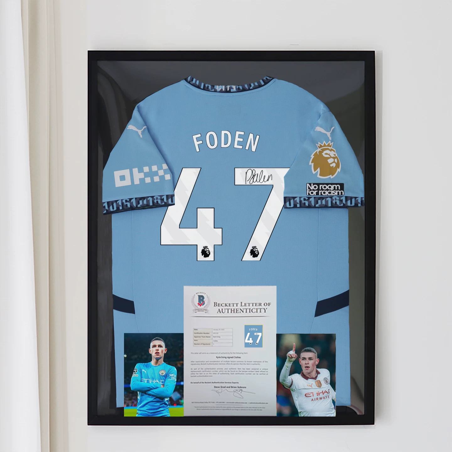 【Includes Jersey】Manchester City Jersey Foden Signed Jersey Frameless Framed Photo Frame Merchandise Gift for Boys Foto QC de TAOBAO na Qualit.ly