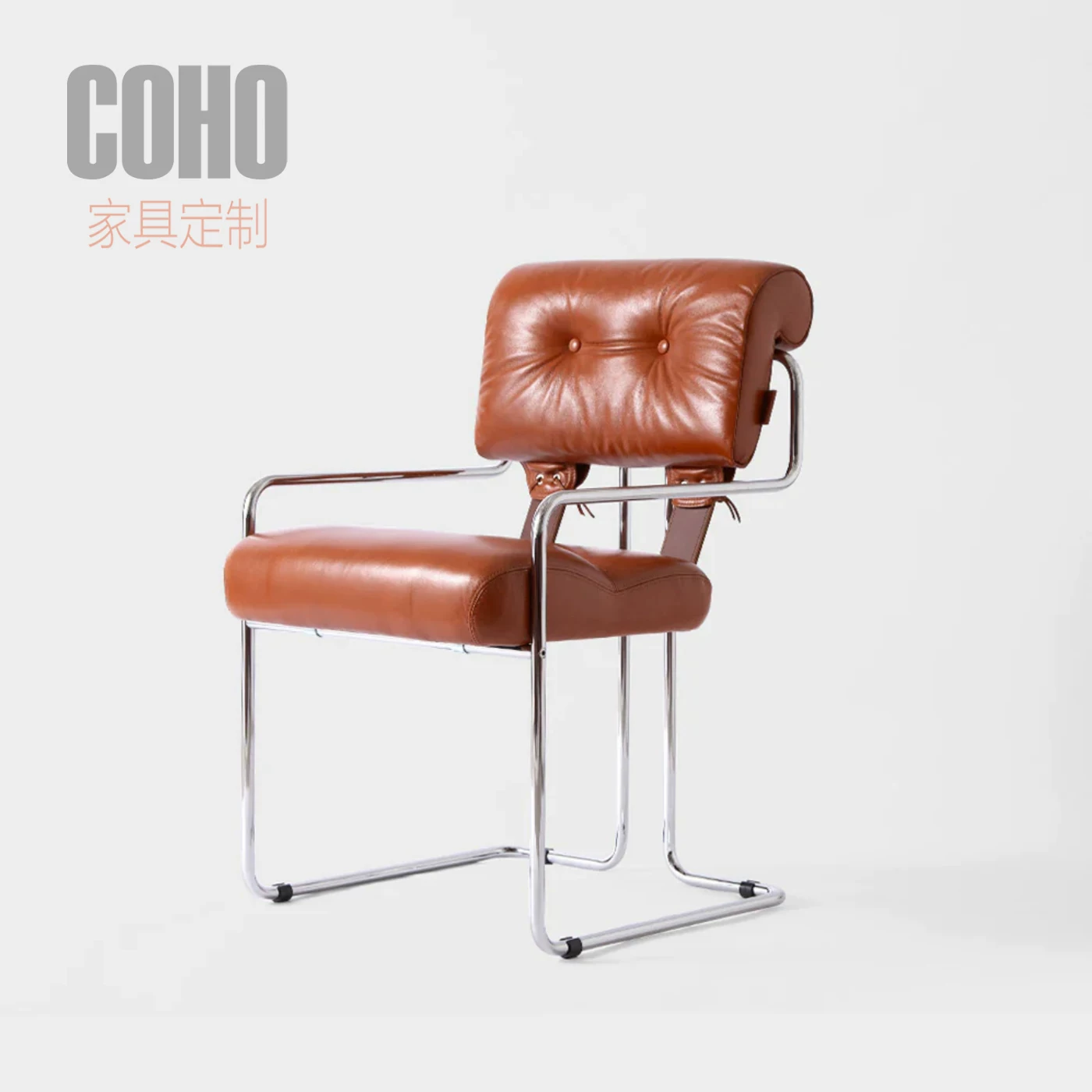 Tucroma Mariani Leather Dining Chair Designer Dining Chair Vintage Genuine Leather Dining Chair Foto QC de TAOBAO na Qualit.ly
