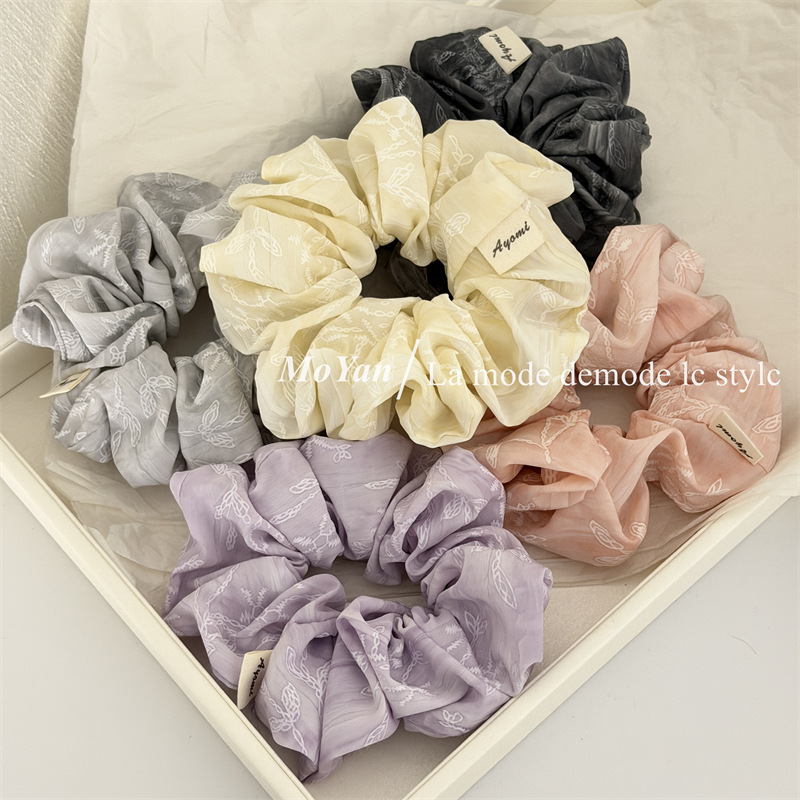 Korean-Style Retro Printed Scrunchie for Women, Fresh and Simple, with a High-End Feel, Suitable for Updos, Fashionable Ponytail Hair Tie, Hair Accessory