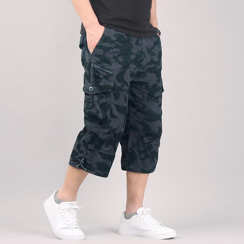 Wholesale summer multi-pocket pants thin loose shorts beach pants cotton men's outdoor leisure sports cropped pants