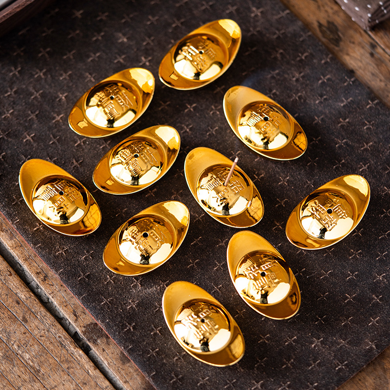 Ceramic Gold Ingot Incense Stick Ornaments, Home Tea Ceremony Incense Burners, Auspicious Objects, Gifts, Fortune and National Style Ornaments