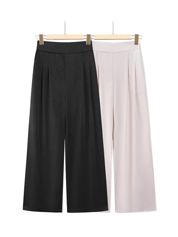 Silk Satin Straight-Leg Pants for Women 2026 Summer New High-Waisted Drapey Straight-Leg Pants Versatile Mom Pants Cool Drapey Pants for Women