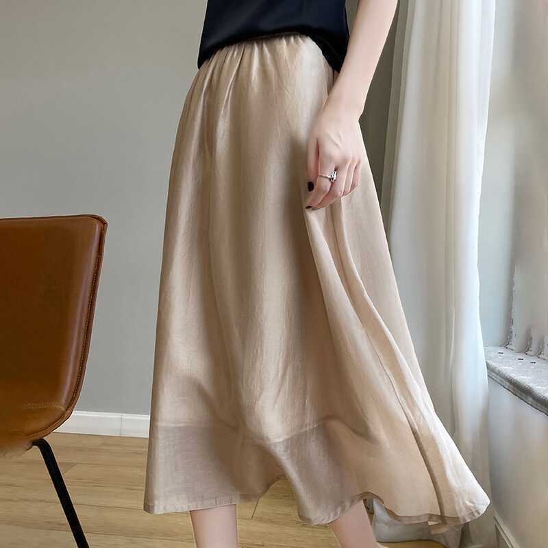 2024 Summer New Arrival Skirt Women's High Waist Slimming Draped Skirt Pleated Skirt Loose Stylish All-match Mid-length Skirt