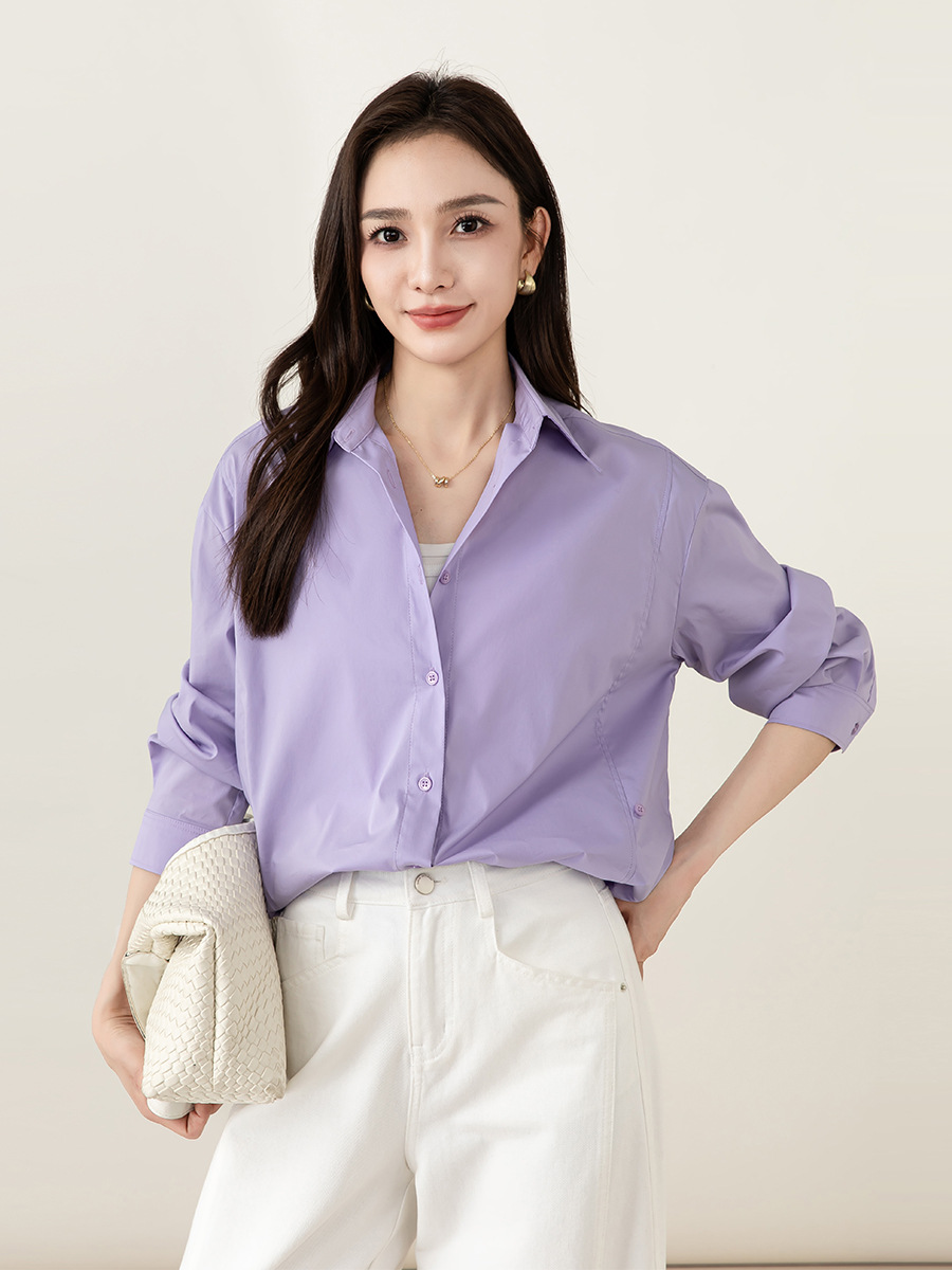 Xingeg Anti-Wrinkle Commuter Professional Long-Sleeve Shirt for Women, New Spring Fashion, Waist-Cinching, Slimming, Versatile Layering Shirt