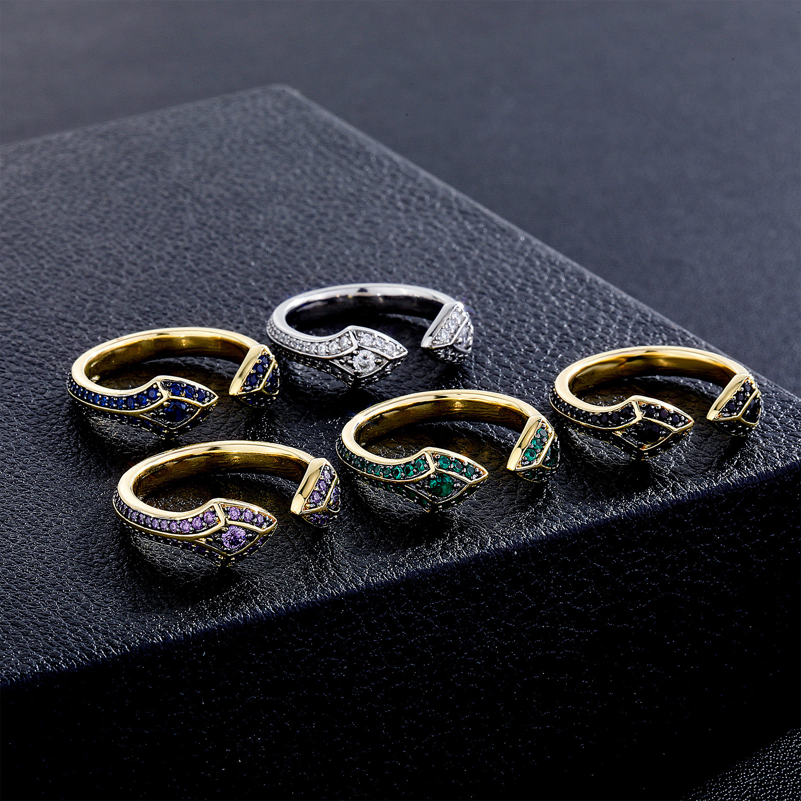 Jinao Live Broadcast Creative Design Double-headed Snake Ring Couple Gives Guardian Ring Opening Adjustable All-match Bracelet