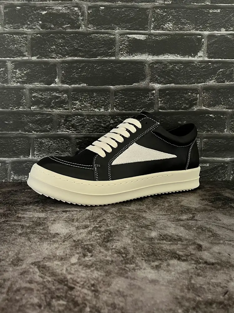 New Style Ro Shoes, Low-Top Triangular Design, Women's Imitation Leather Large Size Thick-Soled Dark Sneakers, Trendy High Street Fashion Men's Shoes