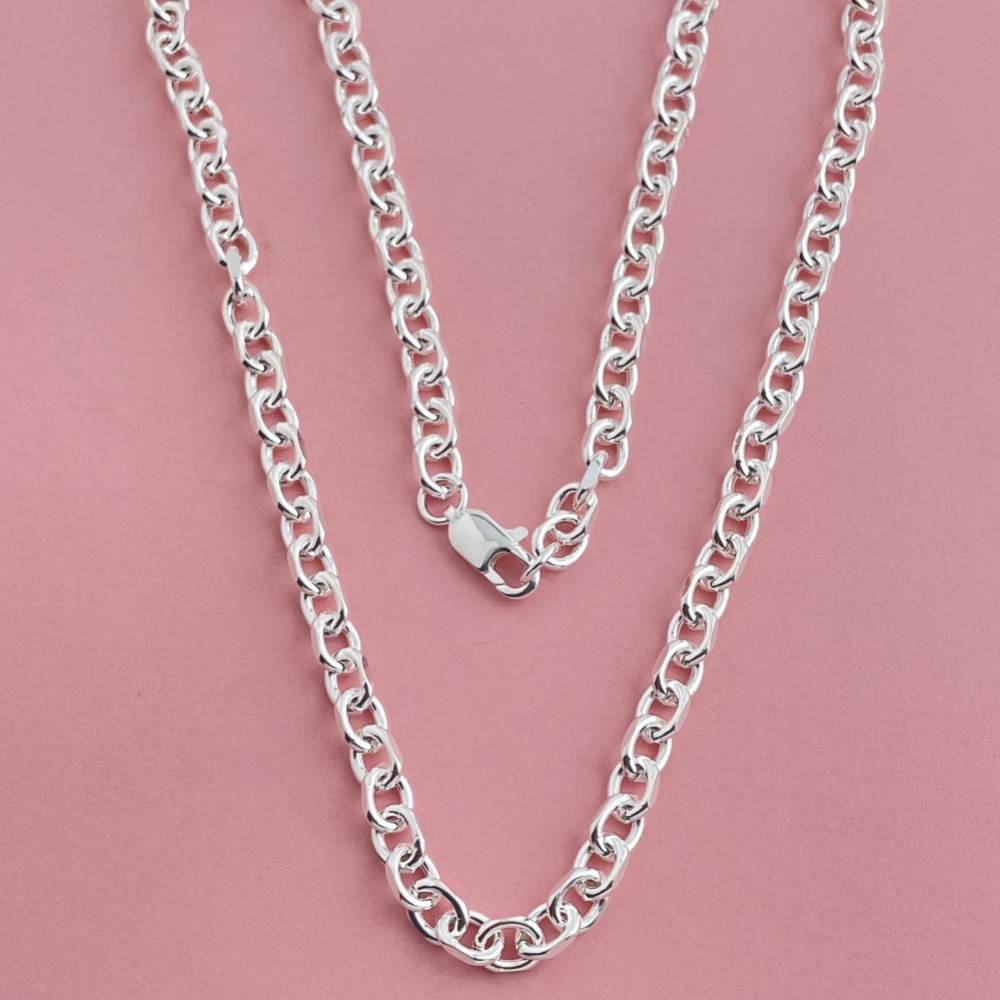 Foreign Trade Jewelry 5.5mm Cross-Shaped Necklace with Angular Handmade Chain, Electroplated Silver Temu Xiyin Cross-Border Hot Sale