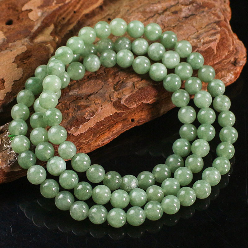Quartz Rock Imitation She Taicui Chalcedony Bracelet 6MM Three Circle Bracelet Simple Fresh Girls Crystal Chalcedony Jewelry