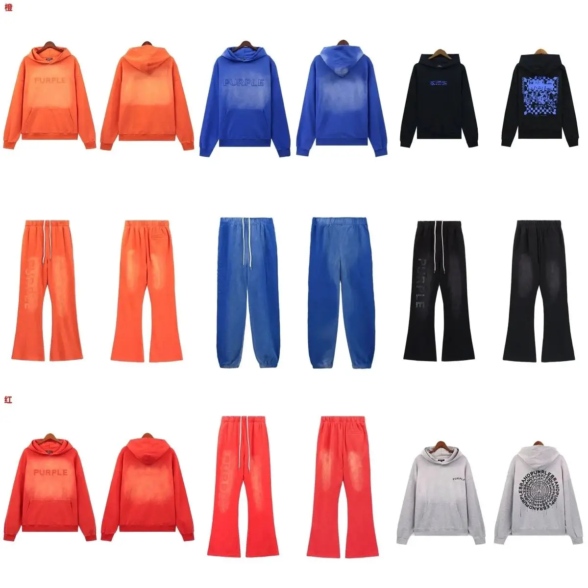 Multicolor High Gram Sweatshirt Sweatpants Set-dq