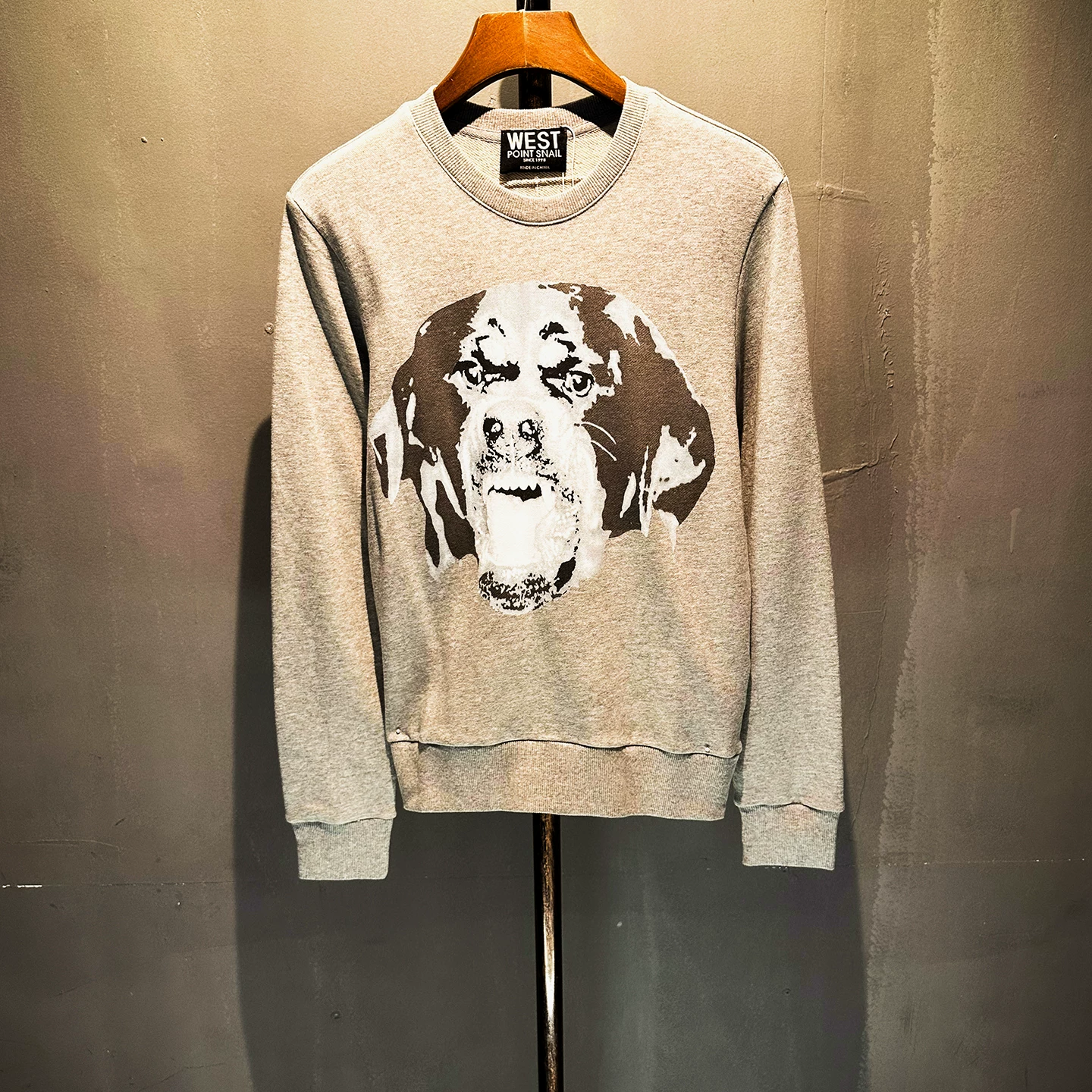 Autumn and winter classic European and American trendy men's clothing gray dog head print loose cotton hoodie fashionable versatile couple top