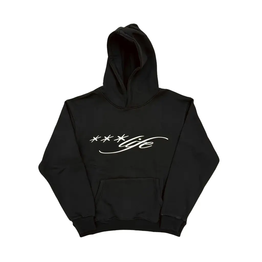 2Hollis Life Script Logo Hoodie Black