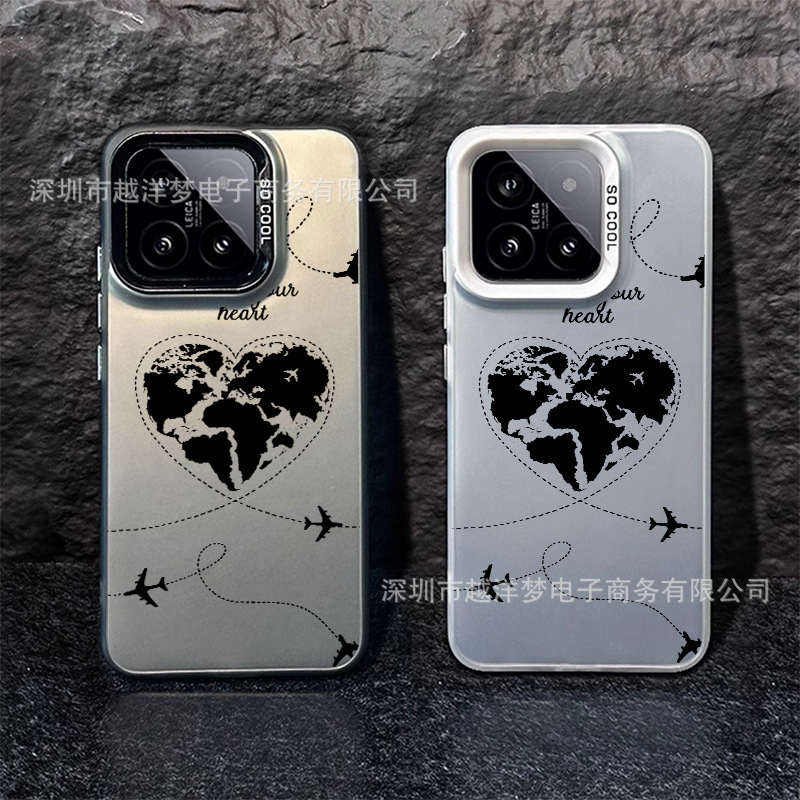 Love Map Is Suitable for Xiaomi 15Ultra Color Silver Case 15 14/13Pro 12S Ultra Mobile Phone Case 12