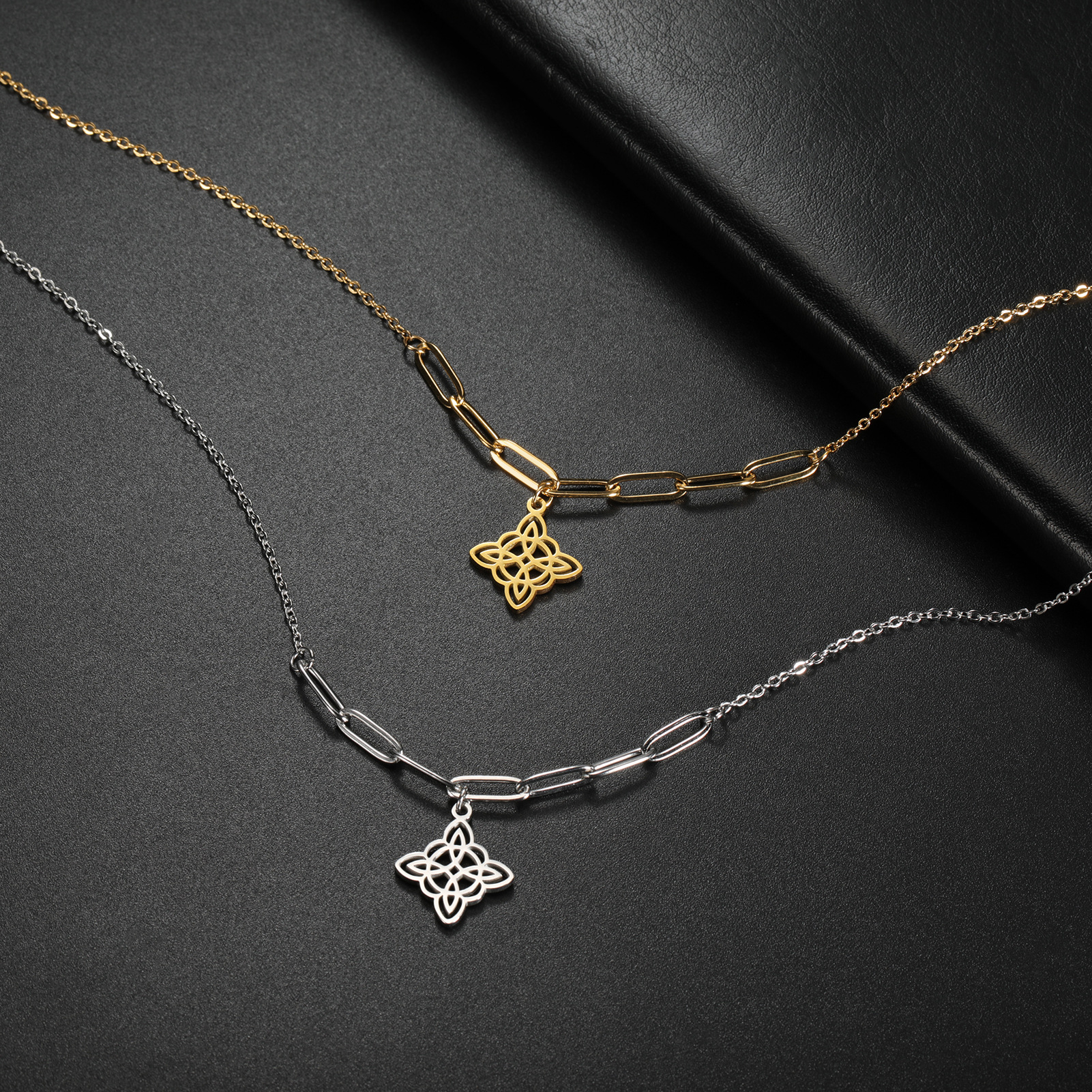 Witch knot pendant stitching chain necklace female stainless steel Wicca amulet collar witchcraft jewelry party gift