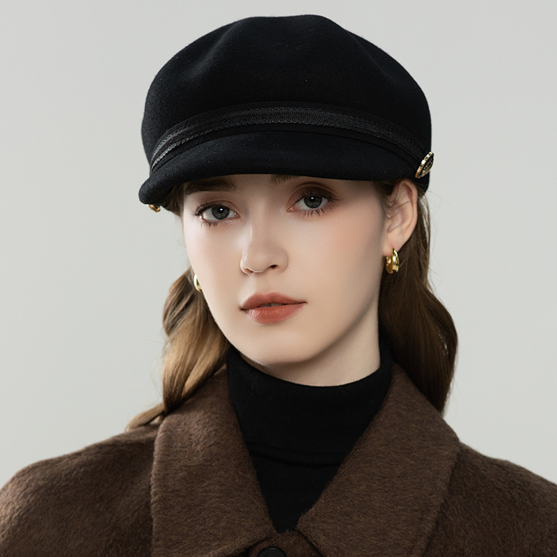 Autumn Korean-Style Woven Rope Wool Octagonal Hat, Winter Women's Outdoor Warm Thickened Stylish Women's Hat Wholesale