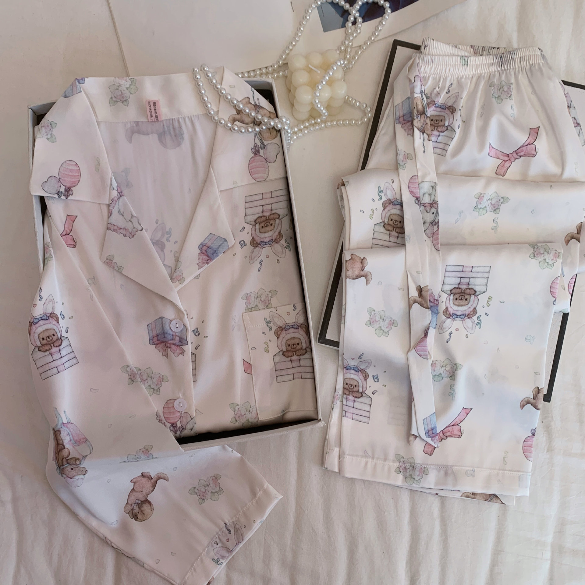 [Bear's Gift] Spring 2025 New Cartoon Pajamas Age-reducing Girl's Long Sleeve Trousers
