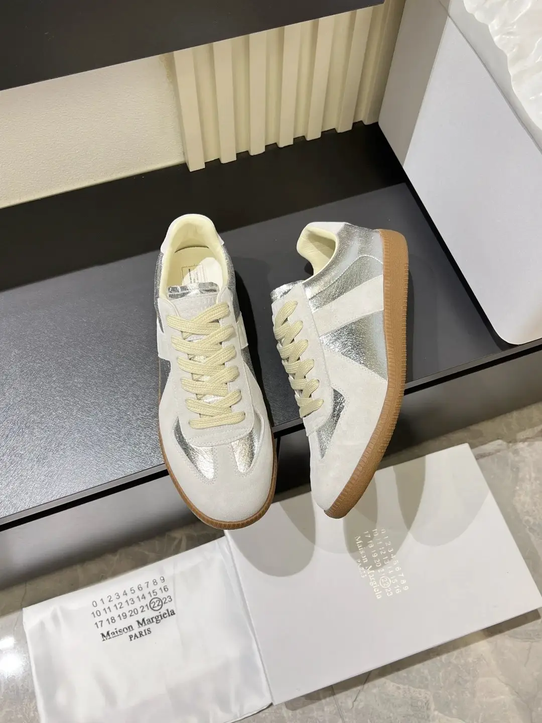 Maison Margiela Replica Sneakers Silver White