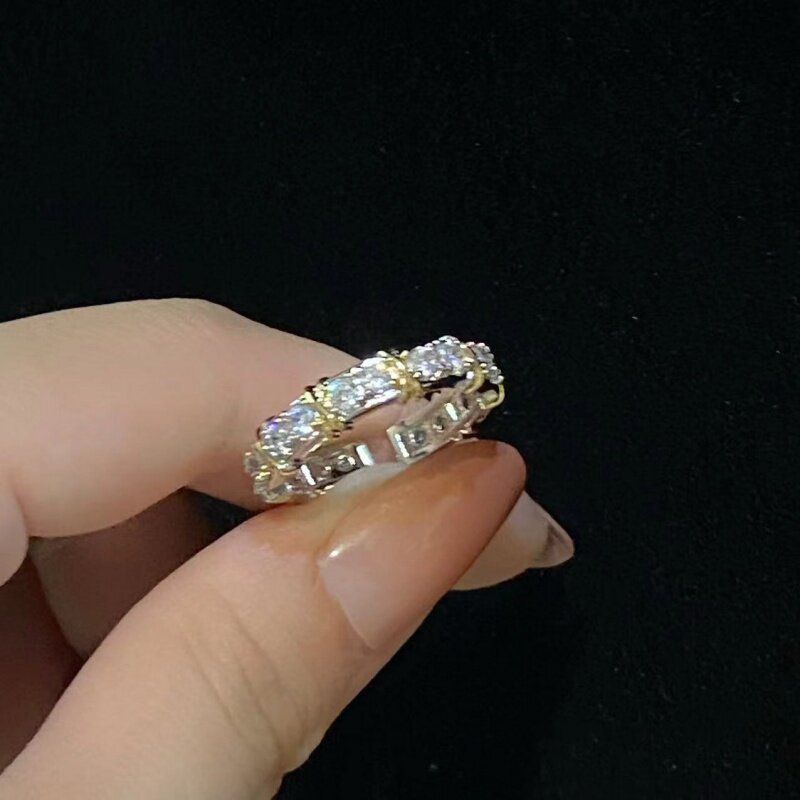 Light Luxury, High-End, Minimalist Style, Micro-Encrusted Letter X Ring, Niche Versatile Ring, Stylish Fashion Jewelry Wholesale