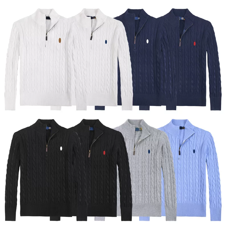 Autumn and Winter New Men's Sweater Autumn Stand Collar Half Zipper Men's Sweater Business Leisure Cotton Small Label Fried Dough Twists Sweater