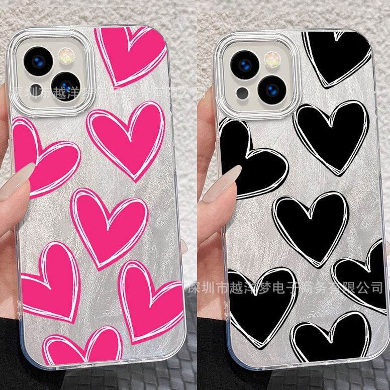 Classic Heart Iphone17Pro Feather Yarn Mobile Phone Case 16/15/14/13 Feather Yarn 12 Apple 11Xsm7
