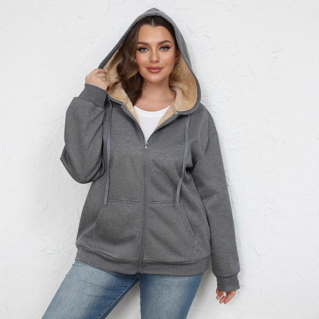 Amazon cross-border Europe and the United States new foreign trade women's in stock winter explosions warm plush hoodie coat