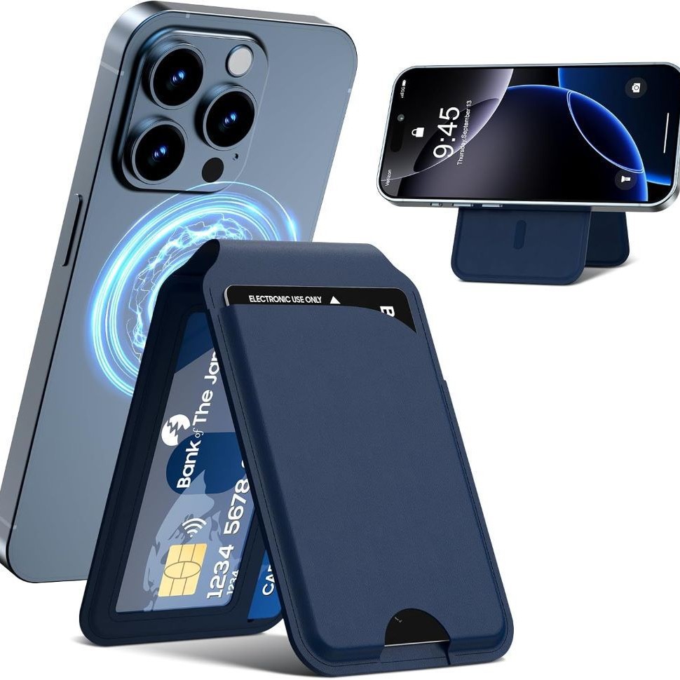 Suitable for Apple Magsafe Strong Magnetic Phone Holder Card Holder Pu Leather In-Stock Cross-Border Folding Card Holder Card Case