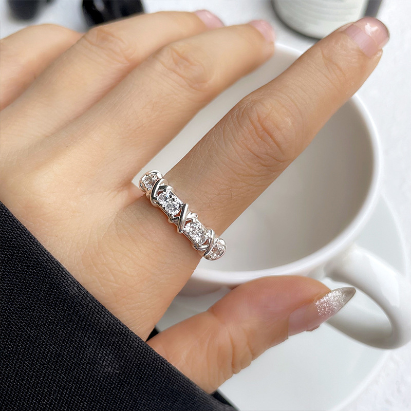 Lan Zhi Light Luxury Zircon Ring Women's Little Red Riding Book TikTok Explosions ins Open Ring Personalized South Korea 925 Silver Ring