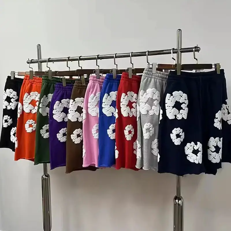 高品质木棉花短裤DENIMTEARS卫裤满印发泡五分短裤