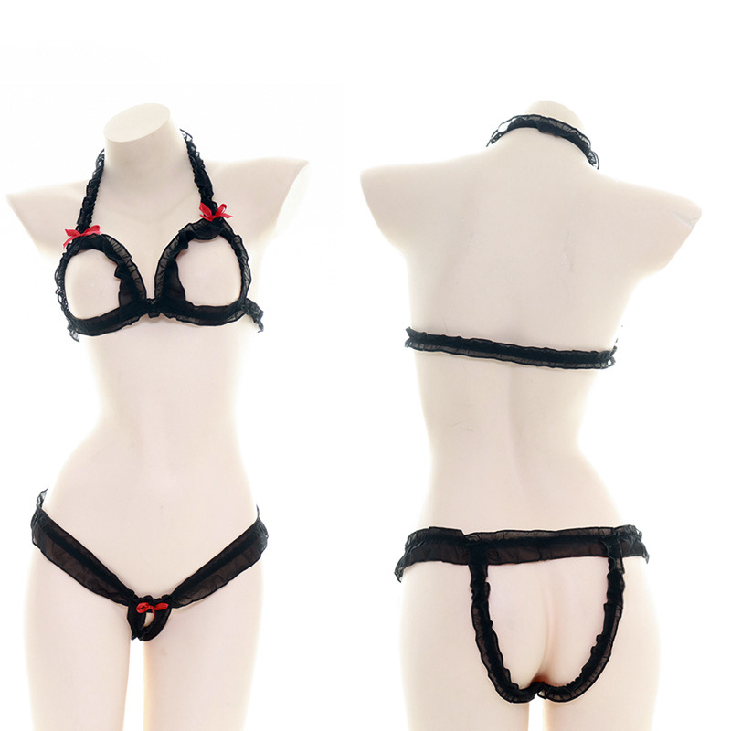 Sexy Underwear Wholesale Women Sexy Lace Hollow Bra Open Bikini Set Women SM0339