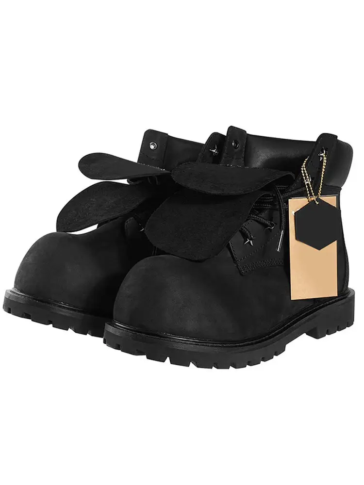 Mickey Big Head Derby Big Yellow Boots Thick Bottom Tall Men's Style 2025 New Autumn Kick Hard High Top Martin Boots