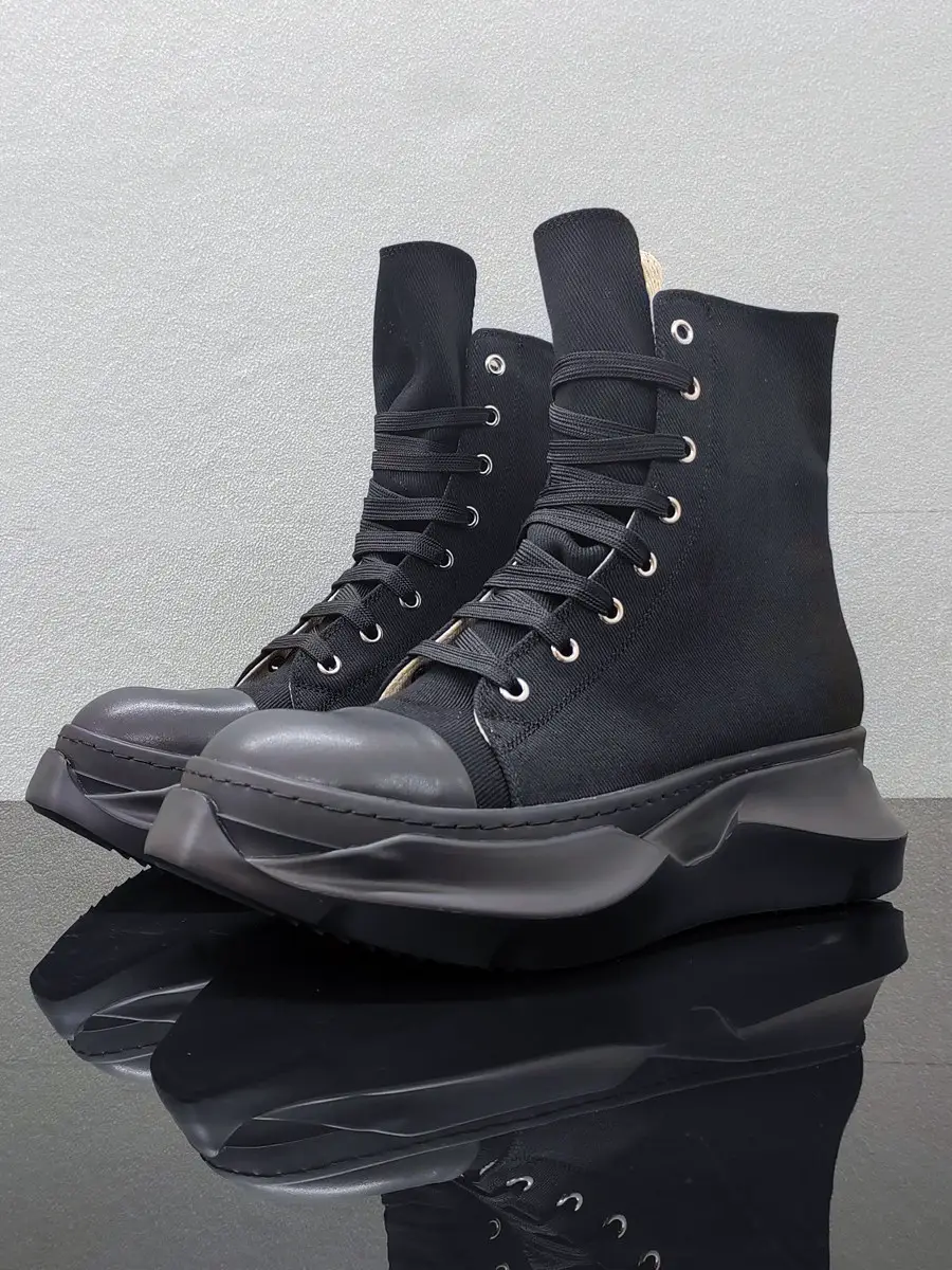 ro new height-enhancing thick bottom high-top shoes men muffin bottom all black canvas plate shoes four seasons sports casual short boots tide