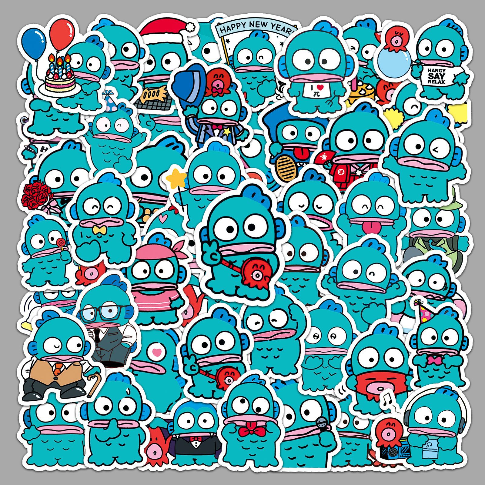 50 Mermaid Hanton Cartoon Cute Ugly Fish hangyodon Water Cup Luggage Case Sanrio Sticker