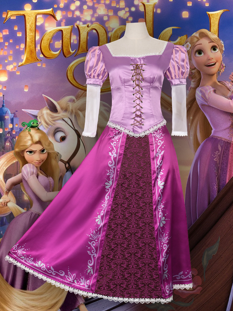 New Magic Wonderland Cosplay Women's Halloween Purple Dress Rapunzel Long Dress Rapunzel Princess Dress