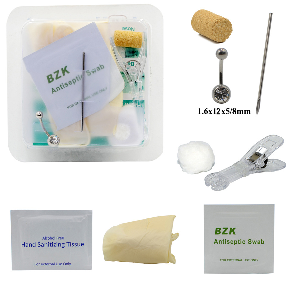 Cross-border Disposable Sterile Perforated Nose Nail Navel Nail Perforated Lip Nail Milk Nail Eyebrow Nail Puncture Set Earrings