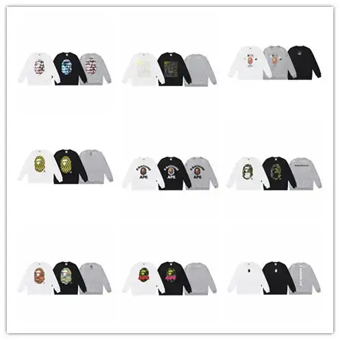 Foreign Trade Cross-Border Japanese Trendy Brand New Ape Head Print Men's and Women's Fashion Casual Round Neck Terry Pullover Sweatshirt