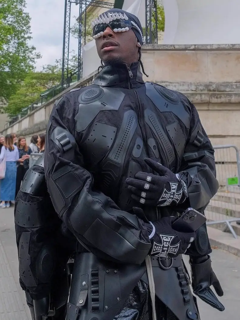 Alice Hollywood Cross Logo Motorcycle Gloves with Velcro Adjustment, Same Style as Asap Rocky
