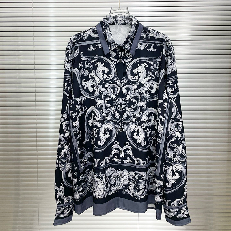 2025 new European and American cross-border foreign trade fashion youth fashion direct injection digital printing men's long sleeve shirt shirt
